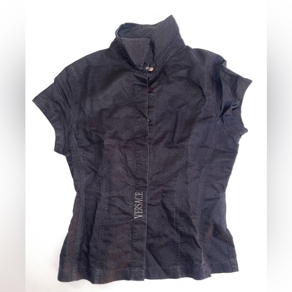 Versace linen button down sleeveless - Picture 4 of 5